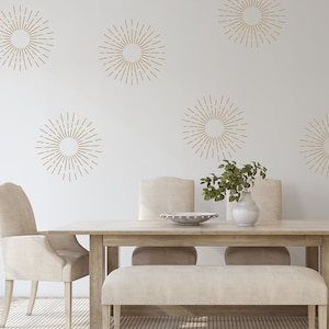 Starburst Wall Decals, Nursery Decor, Boho Sunburst Wall Decal set of 6, Kids Room Wall Art, Sunshine Wall Stickers, Playroom Decor n084