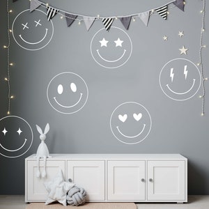 Smile Face  Wall Decals - Sprinkle Space with Happiness and Positivity, Happy Vibes for Nursery Decor or any room n059