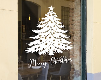 Weihnachtliche Fensterbilder: Merry Christmas Holiday Decor n096