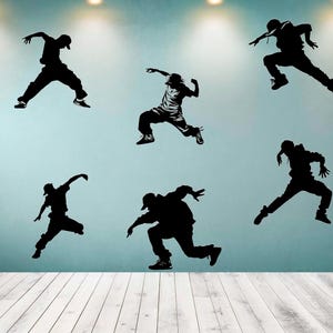 Hip Hop Dancers Wall Decals - Break Dance Wall Decal, Contemporary Dancer Decal, Dancer Decal, Dancing Studio Art, Dancing Room Decor se244