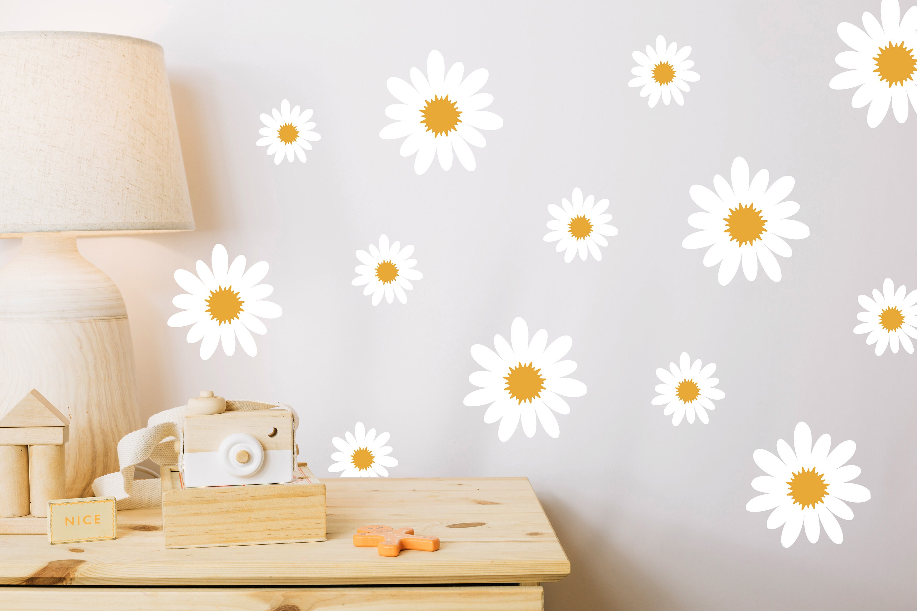 Daisy Flower Wall Decals: Boho Nursery Decor, Peel and Stick (set of 39 ...