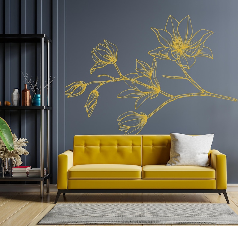 Magnolia Wall Decal Magnolia Branch With Flowers Wall Decal, Flowers