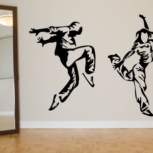 Hip Hop Dancers Wall Decals - Break Dance Wall Decal, Contemporary Dancer Decal, Dancer Decal, Dancing Studio Art, Dancing Room Decor nm101