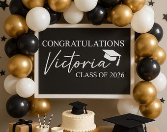 Personalized Graduation Decal, Class of 2026 Sign, Custom Name Party Backdrop a069