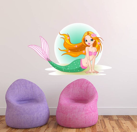 Mermaid Wall Decal Mermaid Wall Sticker Mermaid Wall Art | Etsy