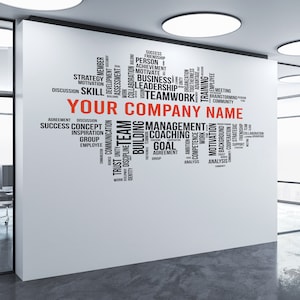 Calcomanía de pared con el nombre de la empresa para la oficina: letrero comercial personalizado, motivacional e inspirador, calcomanía con el nombre de la empresa, decoración de oficina se227