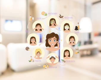 Skincare Routine Steps Vinyl Decal – Spa & Salon Wall Art (27x27 in) se295