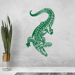 Green Alligator Wall Decal - Crocodile Vinyl Wall Sticker, Kids Room Decal, Bedroom Decor, Office Decor, Zoo Decal n009