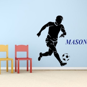 Custom Name Soccer Player Decals, Soccer Style Room Decor, Sports Room Decor, Kids Room Decor,  Playroom Decor Decal nm063
