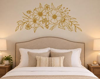 Botanical Floral Vinyl Decal, Wildflower Bouquet Sticker, Elegant Nature Decor for Walls, Windows, RVs  and Outdoor Surfaces n169