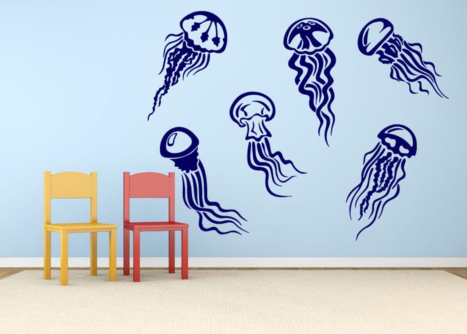 Jellyfish Decals Jellyfish Vinyl Stickers Playroom Decal Etsy