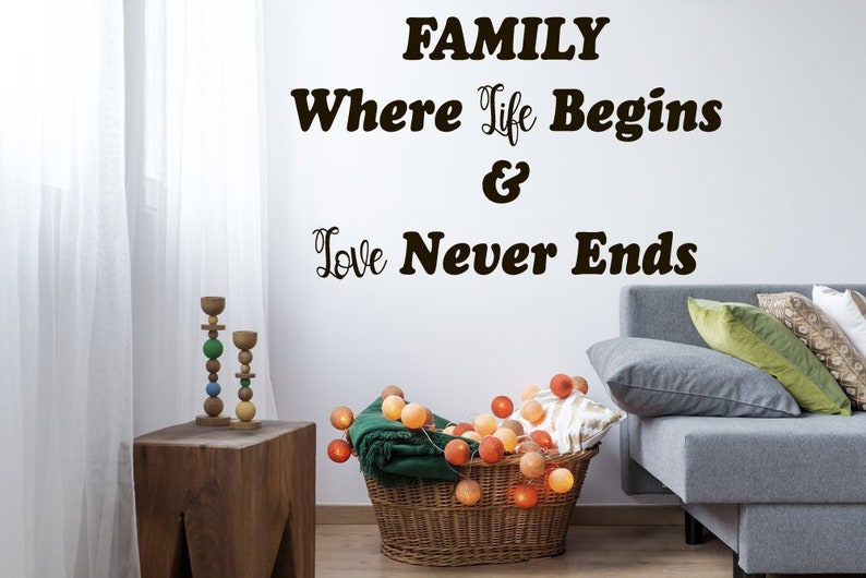 family quote wall decal family wall decor art living room | etsy