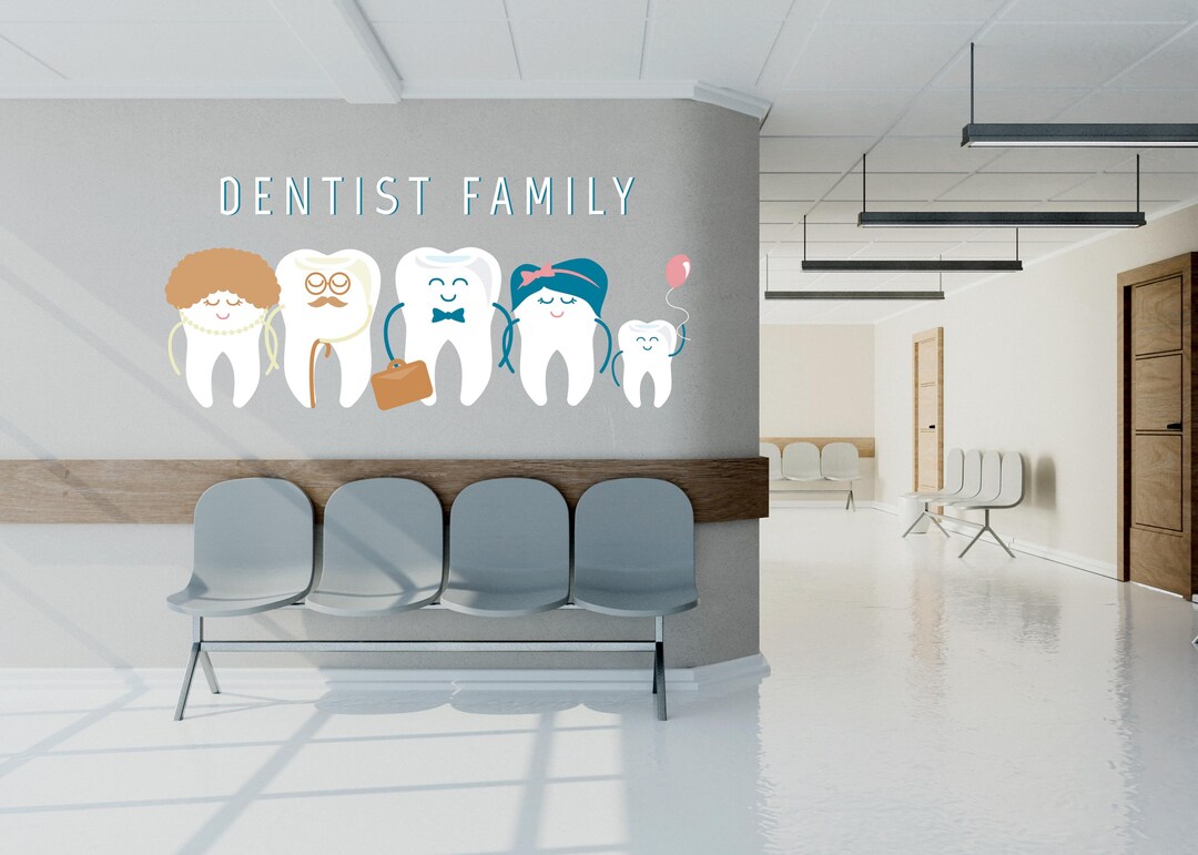 Tooth Family Vinyl Wall Decal: Pediatric Dentist Office Decor (22x50 ...