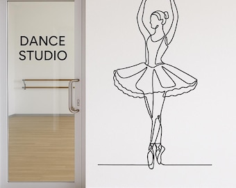 Ballerina Line Art Vinyl Decal – Dance Studio Wall Decor n163