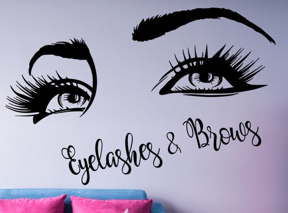 Eyelash Decals Wall Decal Butterfly Window Sticker Beauty Salon Lashes and Brows