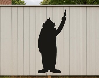 Creepy Clown Wall Decal with Knife: Halloween Horror Silhouette n156