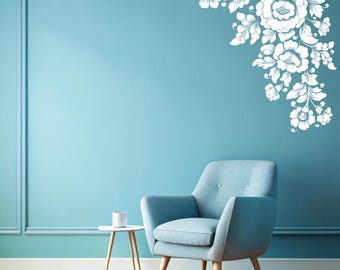 Blumen Ecke Wandtattoo: Botanischer Vinyl Aufkleber für Home Decor n152