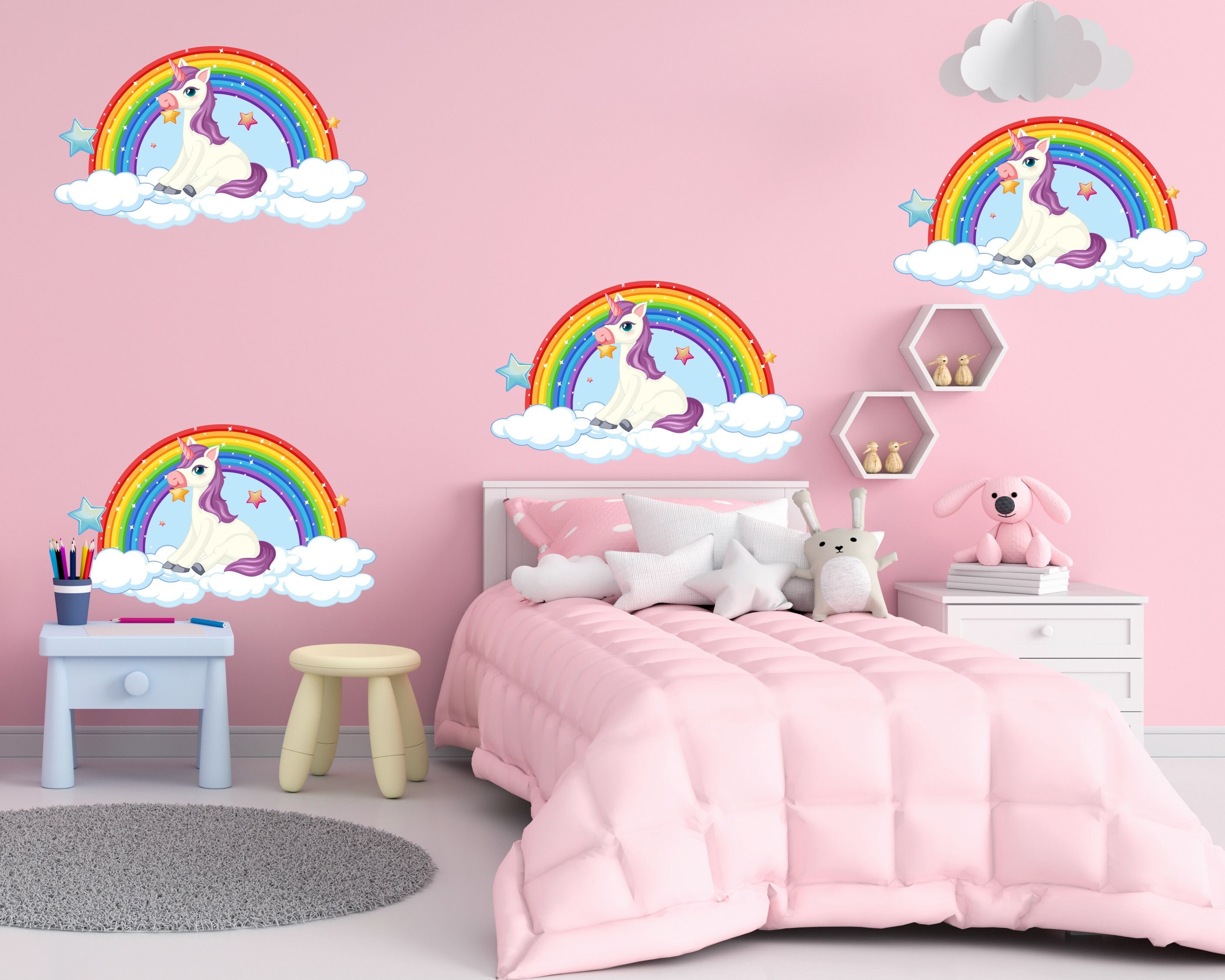 Rainbow Unicorn Wall Decals For Bedroom And Living Room - Temu
