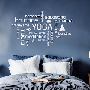 Yoga Word Art Vinyl Decal: Meditation Studio Wall Decor n138