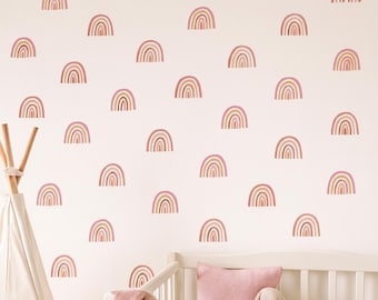 Boho Rainbow Wall Decals: Warm Tone Vinyl Nursery Decor - Set of 60 n162