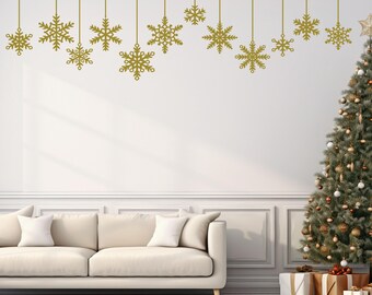 Weihnachtsfensteraufkleber - Weiß, Silber, Goldschneeflocken - mehrere Größen erhältlich n127
