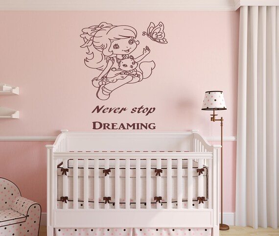 Little Girl Wall Decal Kids Room Wall Stickers Never Stop Dreaming Inspirational Quotes Girls Room Decor Girl Nursery Room Decals Nm011