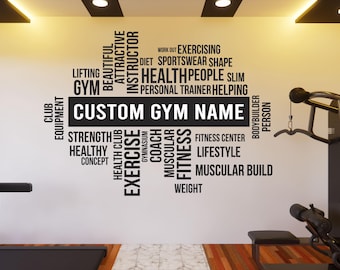 Custom Gym Name Vinyl Wall Decal: Fitness Center Decor se228