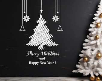 Christmas Window  Decal: Holiday Front Door Decor n095
