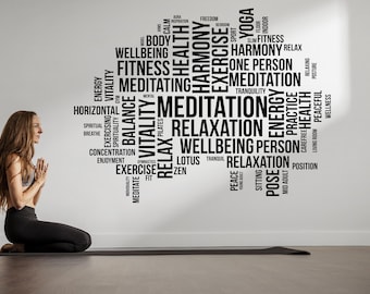 Meditation Vinyl Wall Decal: Yoga Studio Relaxation Room Decor n077