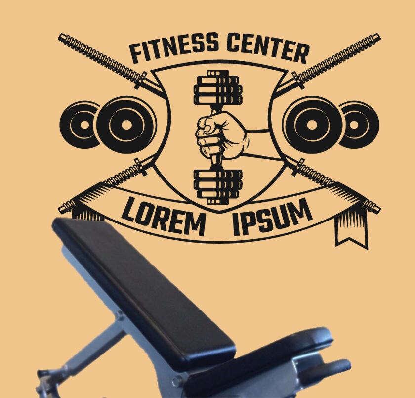 Free Weight Fitness Wall Decal Barbell Dumbbell Wall Sticker Etsy