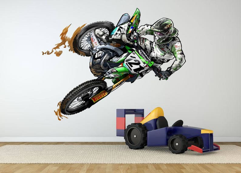 dirt bike wall decal dirt bike wall sticker motocross wall | etsy