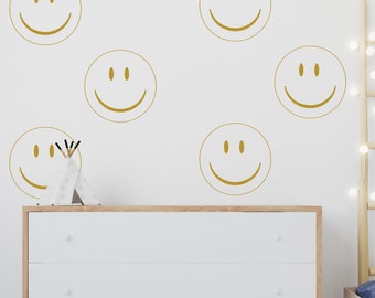Smile Face Vinyl Wall Decal: Playroom Classroom Decor, 6 pc set nm180