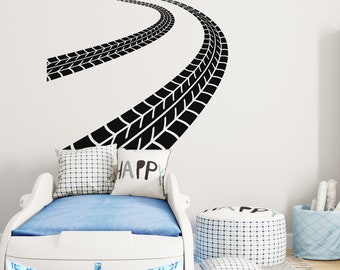 Tire Tracks Wall Decal: Racing Theme Nursery Decor se195