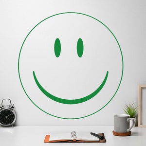 Smile Face Wall Decal -  Large 22 inch Smile Face Decal for room, furniture, window decor