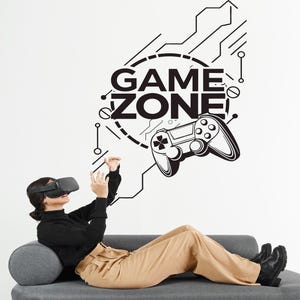 Game Zone Wall Decal for Gamers, Gaming Room Sticker, Video Game Controller Vinyl Decal, Boys Room Gamer Wall Art, Teen Room Décor se263