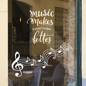 Music Notes Wall Decal: Inspirational Quote, Music Studio Decor nm132