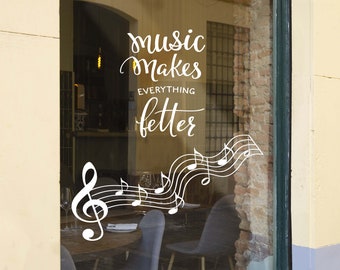 Music Notes Wall Decal: Inspirational Quote, Music Studio Decor nm132