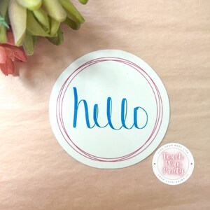 Hello sticker, Hello decal, colorful sticker, simple sticker
