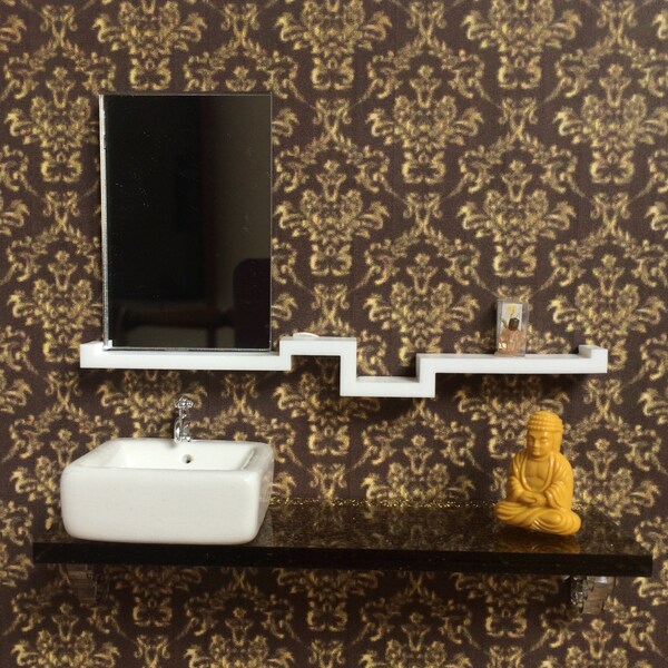 Suspended bathroom cabinet scale 1:12, gilded