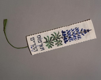 Wild flowers - Blue lupine Counted cross stitch bookmark kit