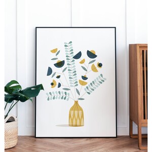 Flower Print Wall Art, Botanical Print Wall Art, Bouquet print, Modern Flower Wall Art, Minimalist Retro Print, Scandinavian modern decor