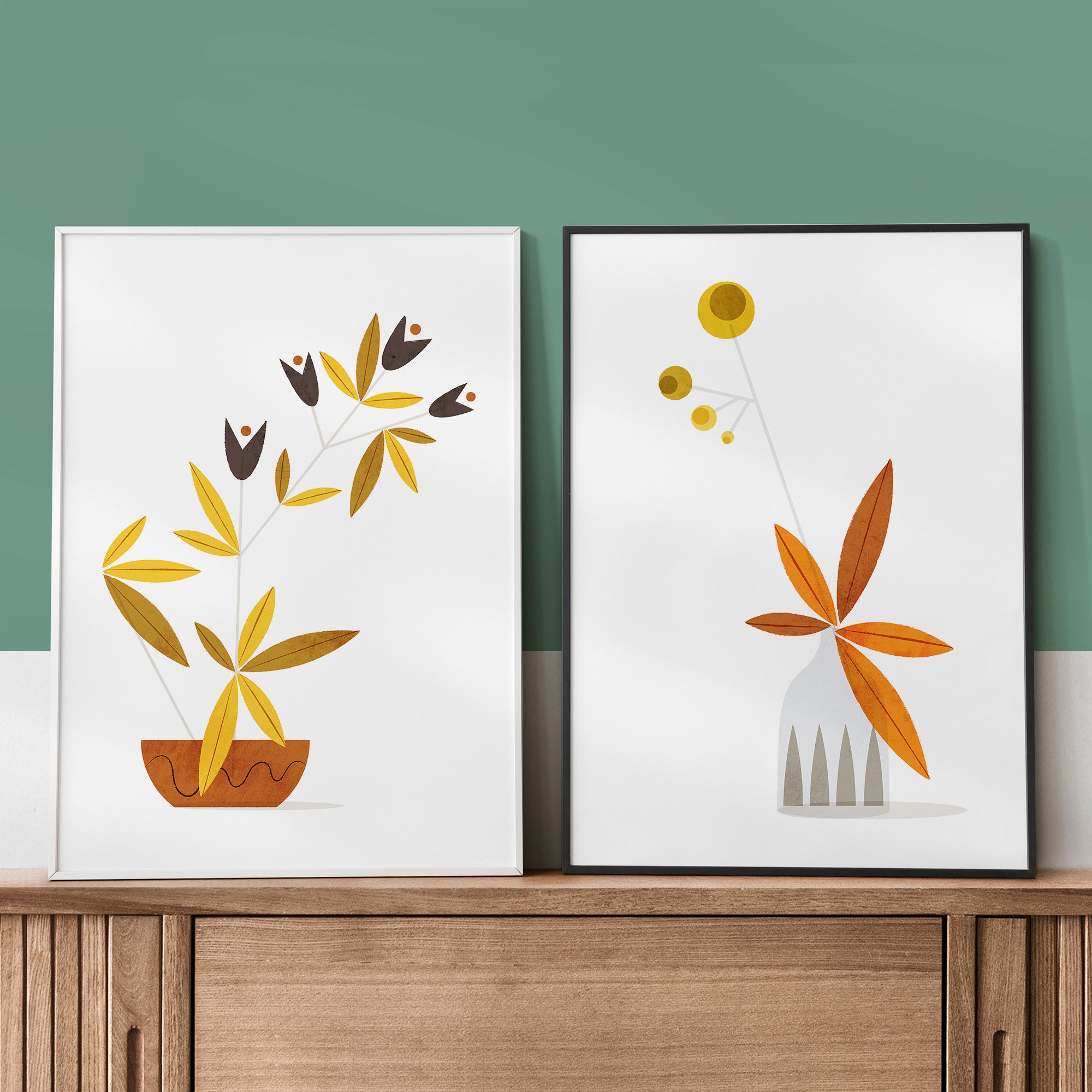 Mid Century Modern Ikebana Wall Art Prints Floral Wall Art - Etsy