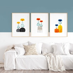 Set of 3 botanical prints, Modern floral art prints, Minimalist plant prints, Nordic flower art, Nordic poster, Scandinavian floral wall art