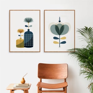 Mitte Jahrhundert moderne 2 Stück Wandkunst skandinavischen | Etsy