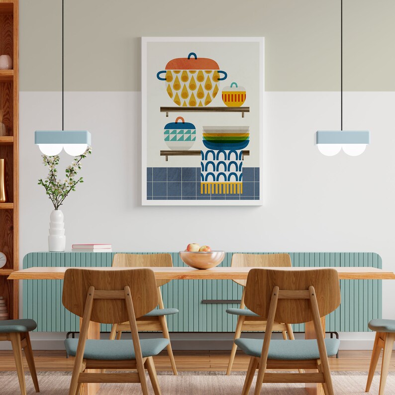 retro kitchen print wallpaper at caitlin hume blog... Retro Kitchen Print: Mid-century Modern Scandinavian Wall Art - Etsy