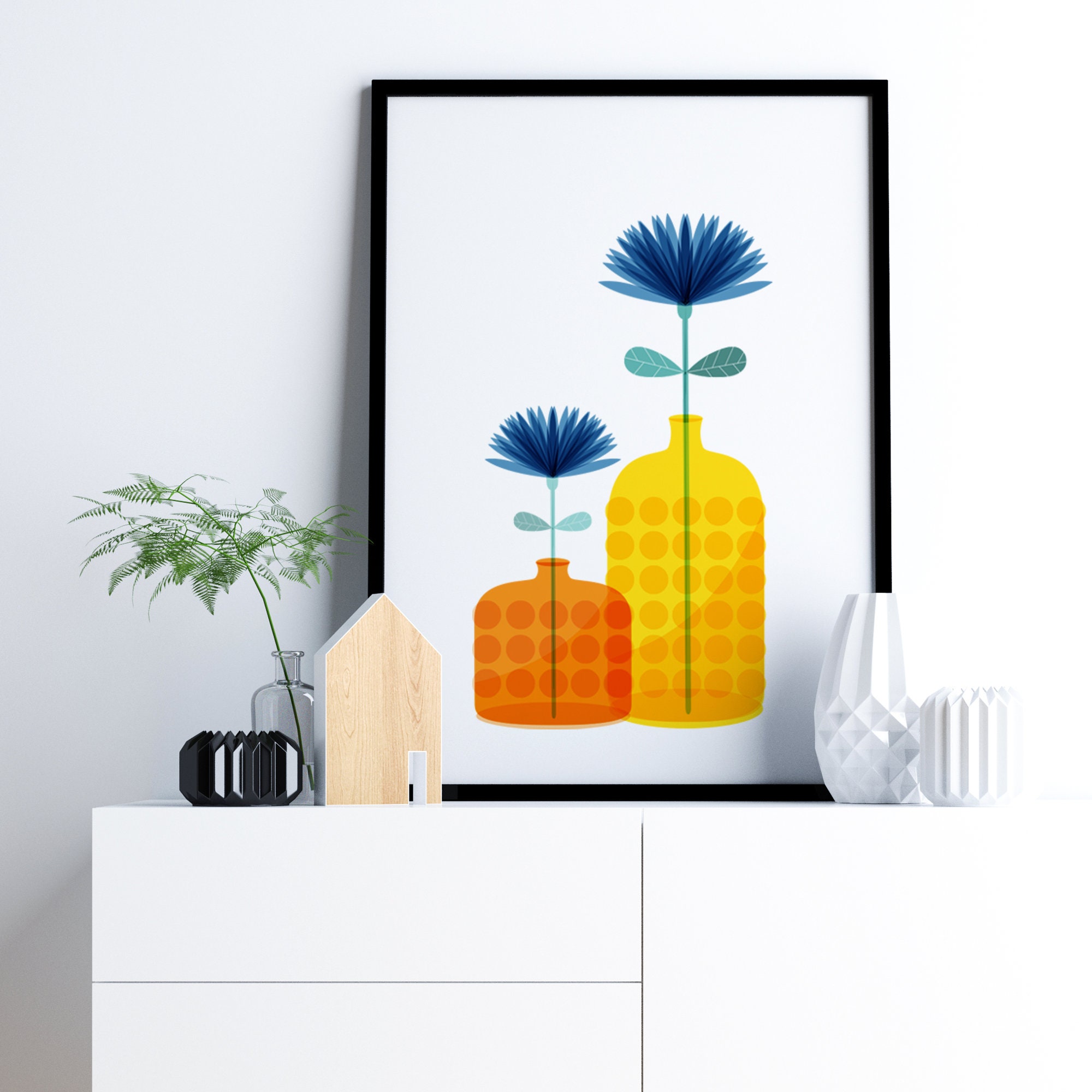 Set of 3 botanical prints Modern floral art prints | Etsy
