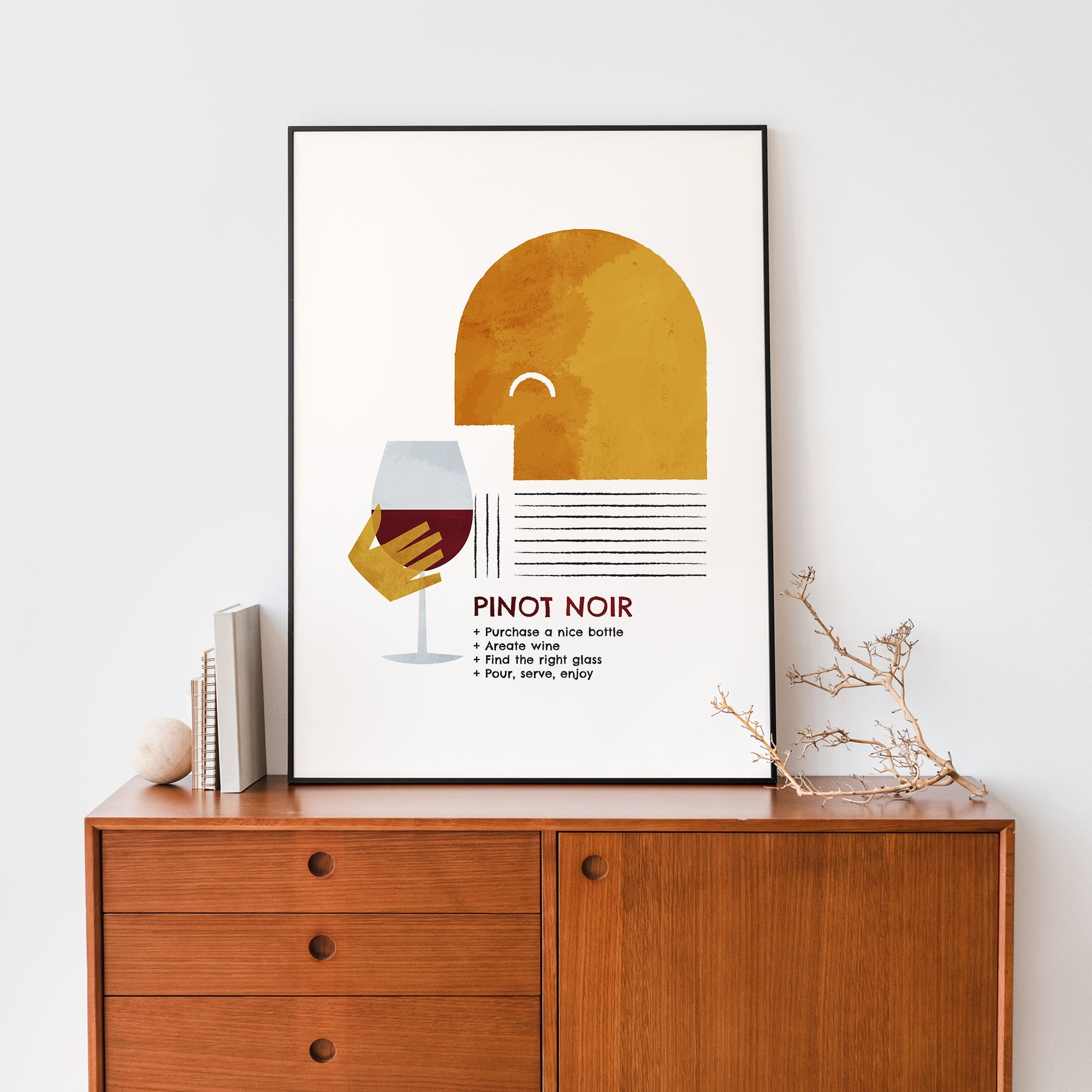 Pinot Noir Print Wall Art Red Wine Alcohol Poster for a Mid - Etsy