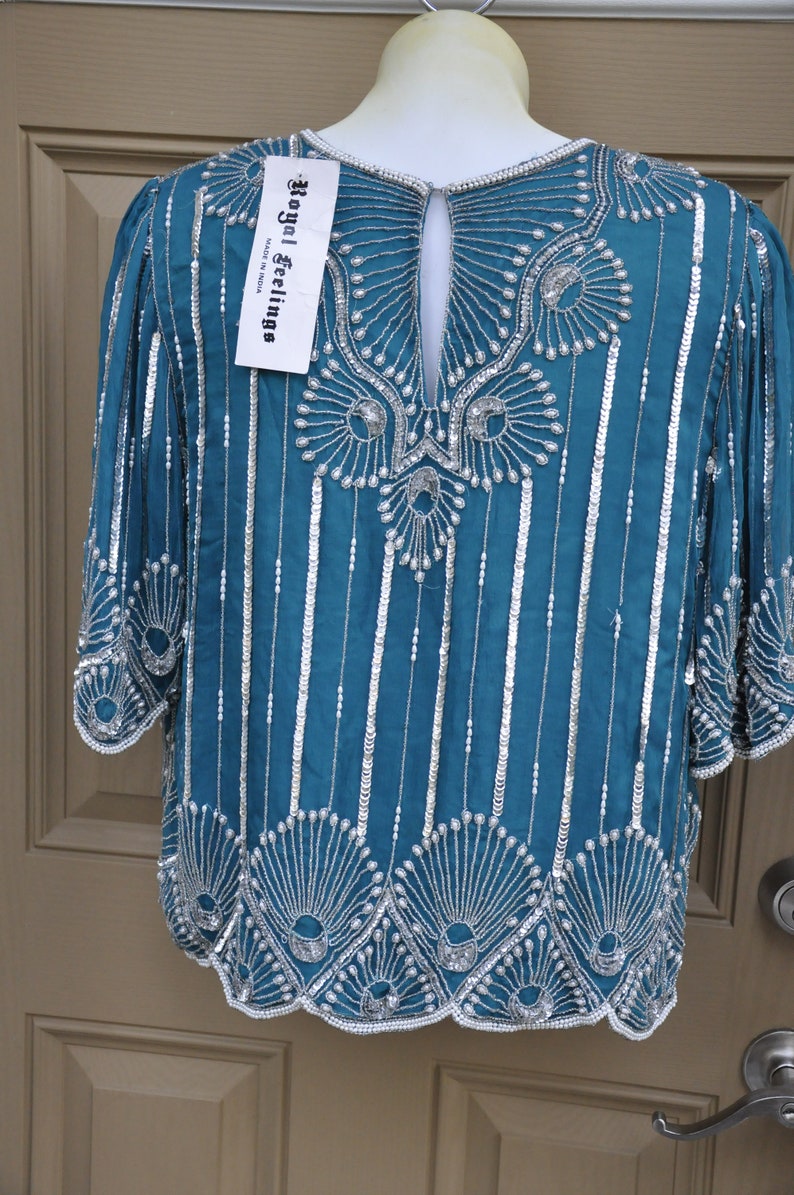 Vintage Sequin /& Beaded Top By Royal Feelings Deadstock NWT Size Medium