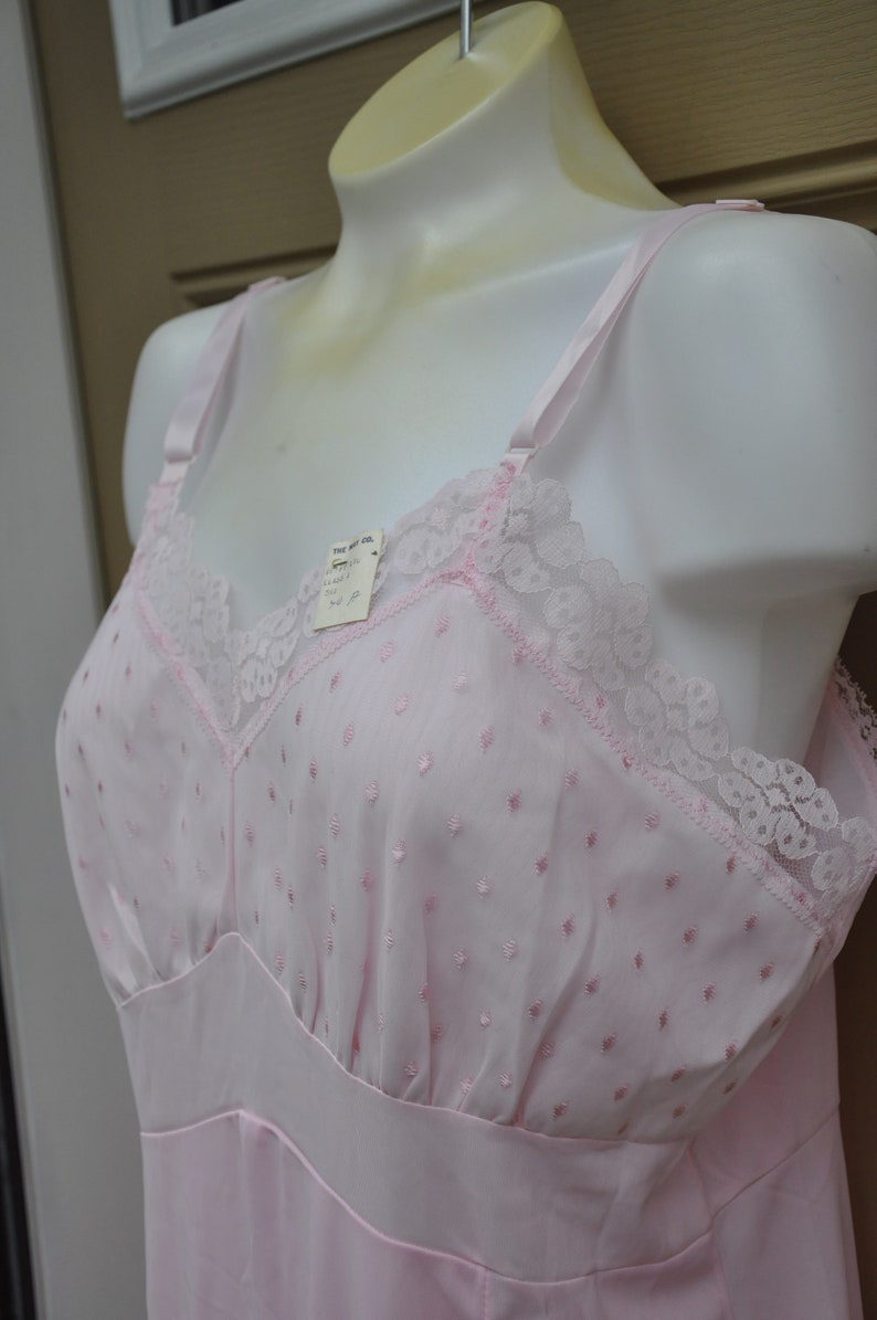 Vintage Pale Pink Full Slip Nightgown With Adjustable Straps Vintage Deadstock Never Worn With Tags Purchased From The May Co.