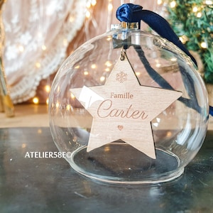 Familien-Weihnachtskugel Geschenkidee für die Familie Weihnachtskugel aus Glas mit Familiennamen